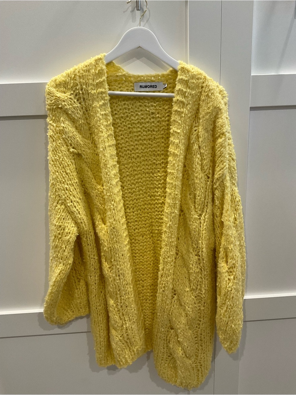 Rumored Bright Yellow Open-Front Chunky Knit Cardigan